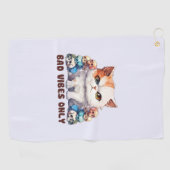 Bad Vibes only - Fierce Cat & Skulls Gothic Design Golfhandtuch (Horizontal)