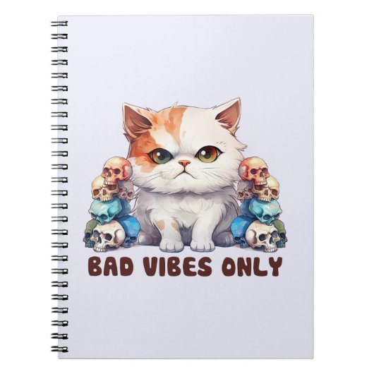Bad Vibes only - Fierce Cat & Skulls Gothic Design Notizblock (Vorderseite)