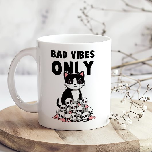 "Bad Vibes only" Funny Angry Cat Kaffeetasse
