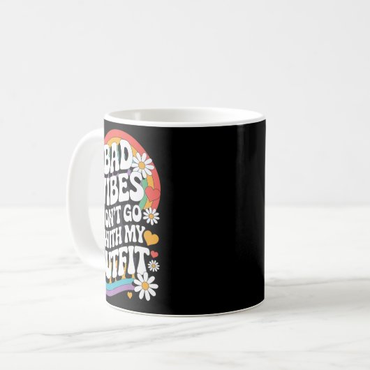 Bad Vibes passt nicht zu meinem Outfit Retro Groov Kaffeetasse (Vorderseite Links)