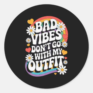 Bad Vibes passt nicht zu meinem Outfit Retro Groov Runder Aufkleber