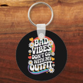 Bad Vibes passt nicht zu meinem Outfit Retro Groov Schlüsselanhänger (Vorderseite)