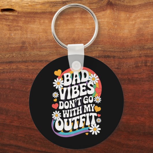 Bad Vibes passt nicht zu meinem Outfit Retro Groov Schlüsselanhänger (Vorderseite)