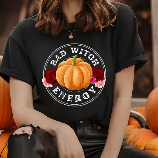 Bad Witch Energy - lustiges KürbisHalloween schwar T-Shirt