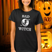 Bad Witch Riding Broom Womens Custom Halloween T-Shirt