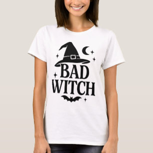 Bad Witch Schwarz-Weiß-Minimalistisch-FrauenHall T-Shirt
