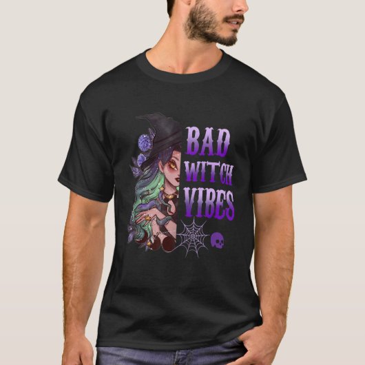 Bad Witch Vibes Halloween T-Shirt (Vorderseite)