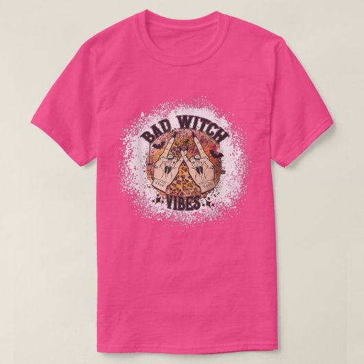 Bad Witch Vibes Leopard mit Bat Lover lustiger Hal T-Shirt (Design vorne)