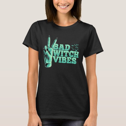 Bad Witch Vibes Pastel Goth Hexenhandsigne T-Shirt (Vorderseite)