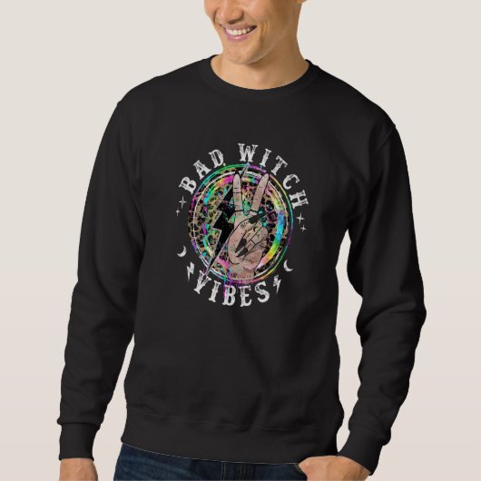 Bad Witch Vibes Peace Hand Leopard Hexen Gothic Sweatshirt (Vorderseite)