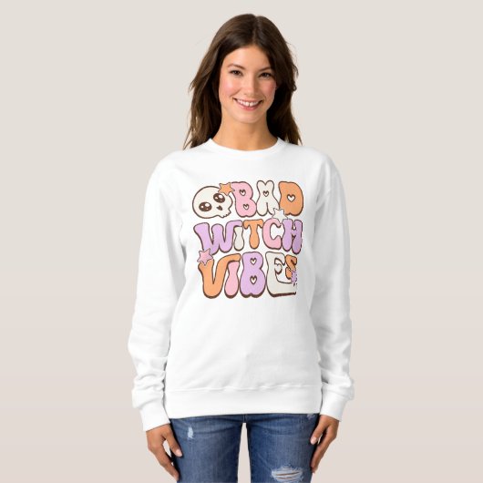 Bad Witch Vibes Retro Halloween Pastel Sweatshirt (Vorne ganz)