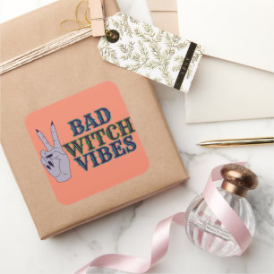 Bad Witch Vibes Witchy Hands Quadratischer Aufkleber