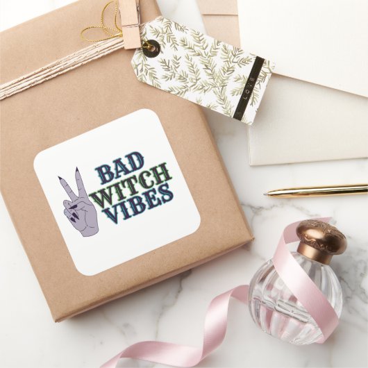 Bad Witch Vibes Witchy Hands Quadratischer Aufkleber (Schenken)