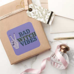 Bad Witch Vibes Witchy Hands Quadratischer Aufkleber