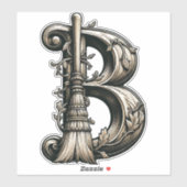 Bad Witch Witchy Broom Letter B Custom Initial Aufkleber (Blatt)