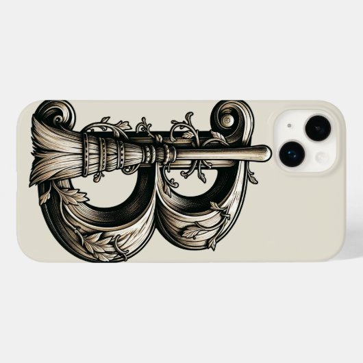 Bad Witch Witchy Broom Letter B Custom Initial Case-Mate iPhone Hülle (Rückseite (Horizontal))