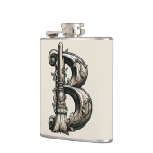 Bad Witch Witchy Broom Letter B Custom Initial Flachmann (Links)