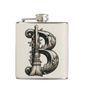 Bad Witch Witchy Broom Letter B Custom Initial Flachmann (Vorderseite)