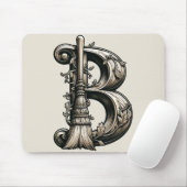Bad Witch Witchy Broom Letter B Custom Initial Mousepad (Mit Mouse)