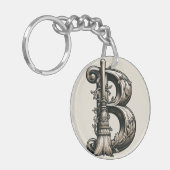 Bad Witch Witchy Broom Letter B Custom Initial Schlüsselanhänger (Vorderseite links)