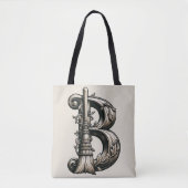 Bad Witch Witchy Broom Letter B Custom Initial Tasche (Vorderseite)