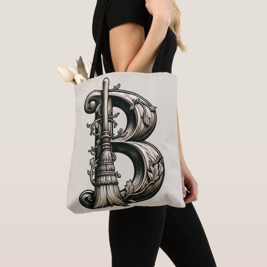 Bad Witch Witchy Broom Letter B Custom Initial Tasche (Von Nahem)