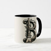 Bad Witch Witchy Broom Letter B Custom Initial Tasse (VorderseiteRechts)