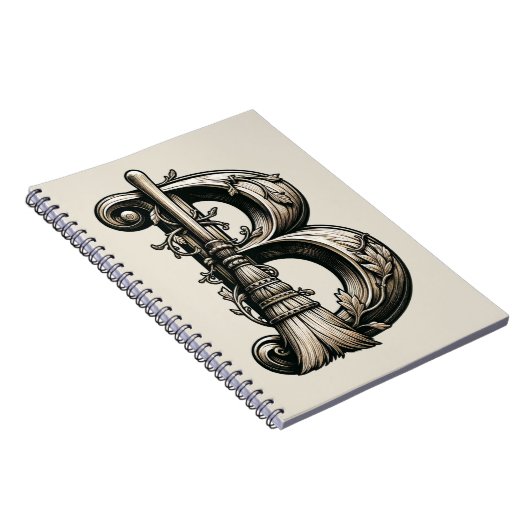 Bad Witch Witchy Broom Letter B Initial Grimoire Notizblock (Rechte Seite)