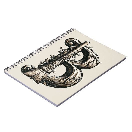Bad Witch Witchy Broom Letter B Initial Grimoire Notizblock (Linke Seite)
