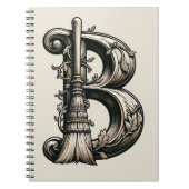 Bad Witch Witchy Broom Letter B Initial Grimoire Notizblock (Vorderseite)