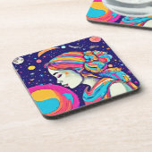 Badaist Moon Girl Art Getränkeuntersetzer (Linke Seite)