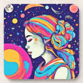 Badaist Moon Girl Art Getränkeuntersetzer