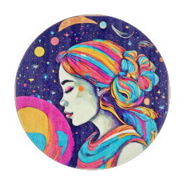 Badaist Moon Girl Art Schneidebrett