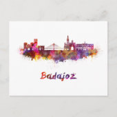Badajoz-Skyline in Aquarellfarbe Postkarte (Vorderseite)