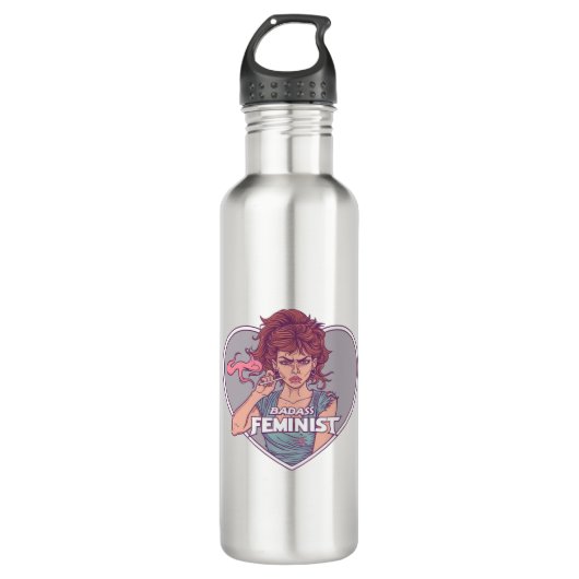 BADASFEMINISTIN, Cartoon Edelstahlflasche (Vorderseite)