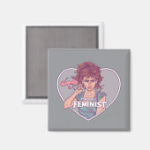 BADASFEMINISTIN, Cartoon Magnet (Vorderseite/Rückseite)