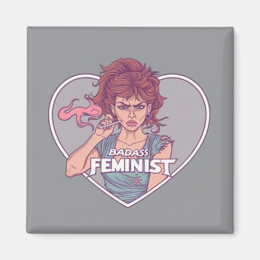 BADASFEMINISTIN, Cartoon Magnet (Vorne)