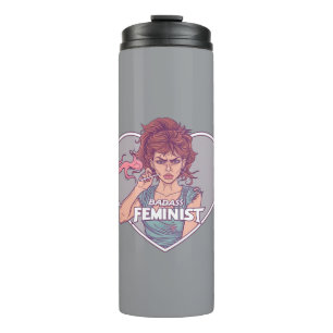 BADASFEMINISTIN, Cartoon Thermosbecher
