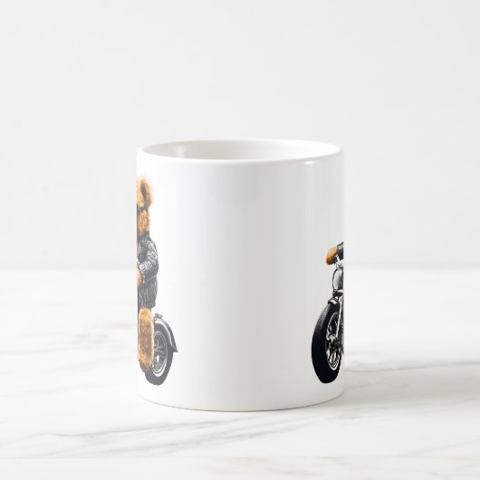 Badass Biker Teddy Bear Art – Funny Leather-Clad Kaffeetasse (Mittel)