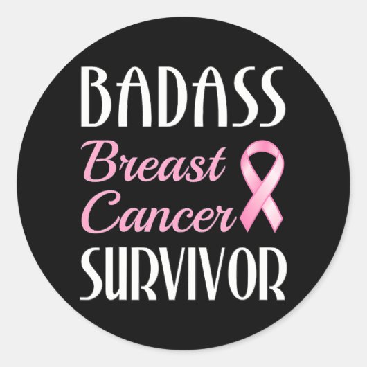 Badass Breast Cancour Survivor Pink Ribbon Runder Aufkleber (Vorderseite)