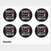 Badass Breast Cancour Survivor Pink Ribbon Runder Aufkleber (Blatt)