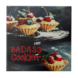BADASS COOKIER Funny Gifts Zitat KERAMIK Titel Fliese