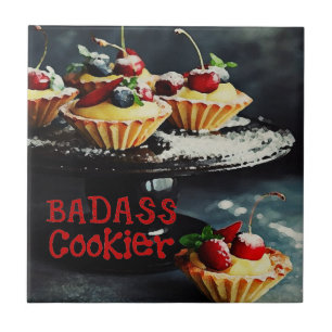 BADASS COOKIER Funny Gifts Zitat KERAMIK Titel Fliese