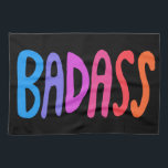 BADASS Cool & Fun BLACK Geschirrtuch<br><div class="desc">Karo diese süße und farbenfrohe Kunst aus,  die von mir für dich handgemacht wurde! Sie können Ihren eigenen Text hinzufügen oder die Farben ändern. Besuchen Sie meinen Shop für mehr!</div>