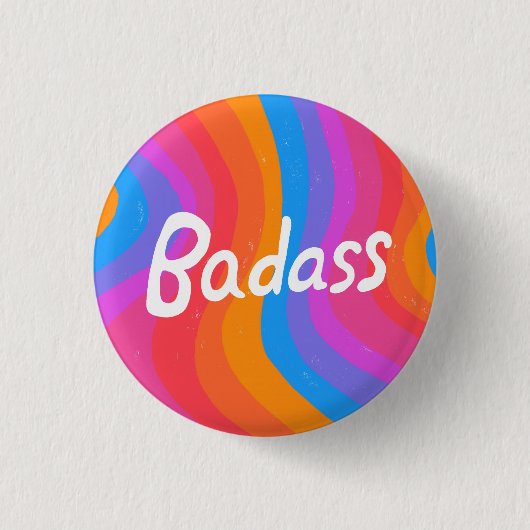 BADASS Coole Handschriften - Farbige Streifen Button (Vorderseite)