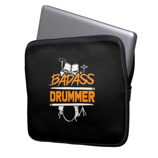 Badass Drummer Laptopschutzhülle (Vorderseite Links)