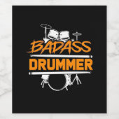 Badass Drummer Weinetikett (Einzelnes Label)