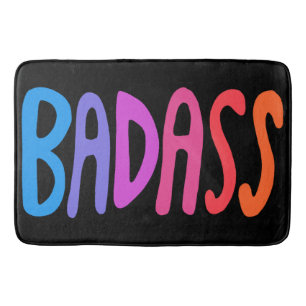 BADASS Farbenfrohe Cool- & Fun Streifen BLACK Badematte