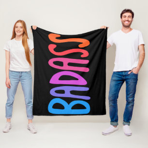 BADASS Farbenfrohe Cool- & Fun Streifen BLACK Fleecedecke