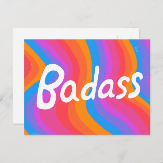 BADASS Farbenfrohe Coole Streifen Postkarte (Vorne/Hinten)